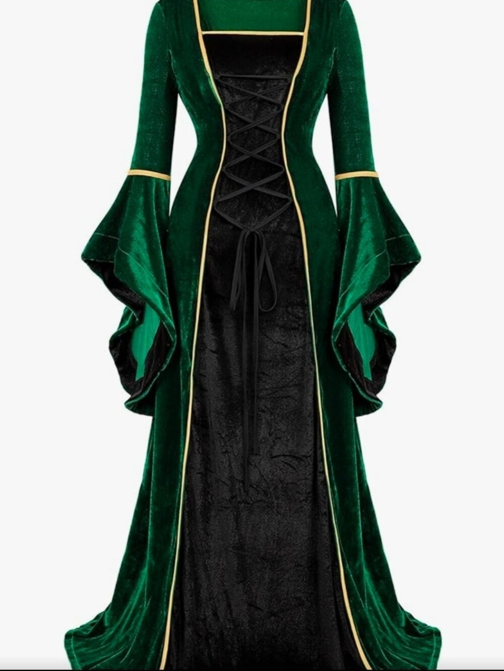 Green Velvet Renaissance Medieval Costume Dress Small